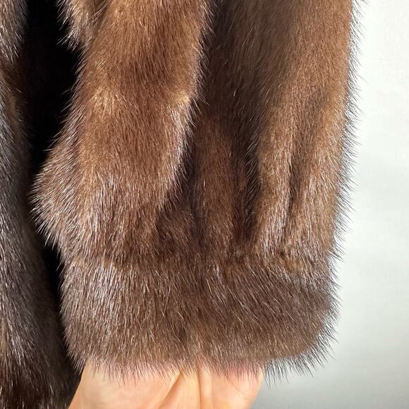 Vintage Furs by Richard Donald Medium Brown Fur Long Trench Coat Womens Size S - Picture 10 of 13